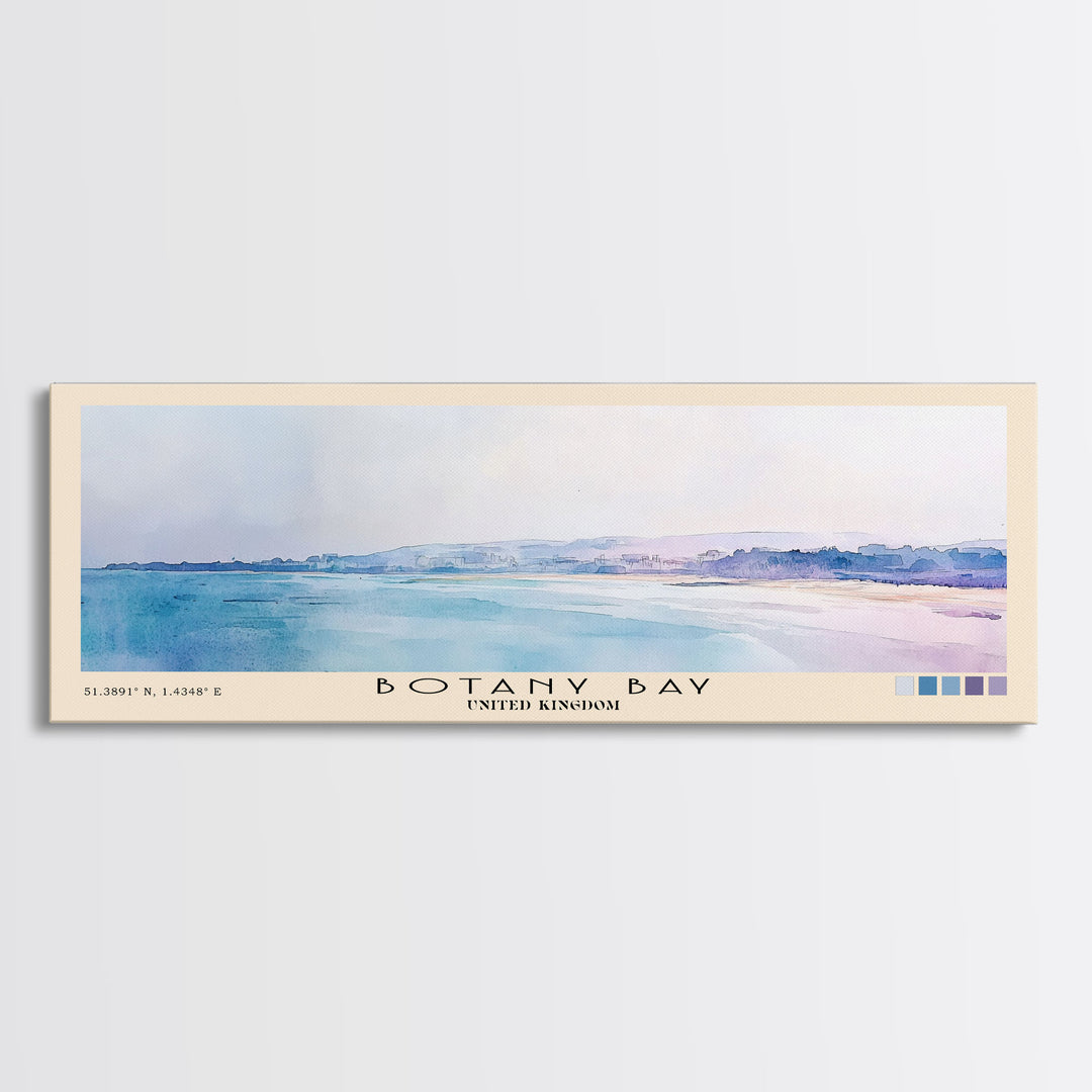 Botany Bay, United Kingdom Watercolor Print, Vacation Gift, United Kingdom Wall Art, Beach Painting, Beach Decor, Large Wall Art, Wood Frame Art