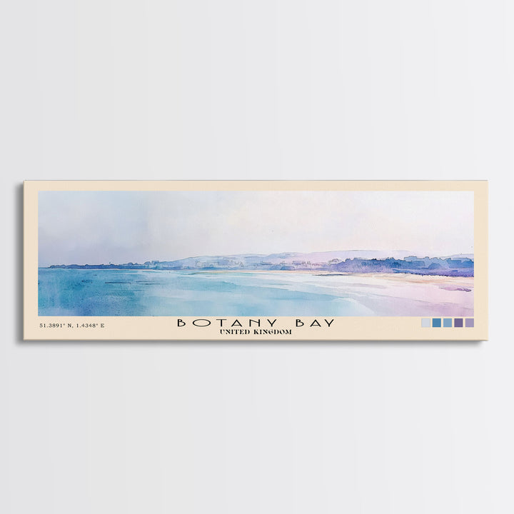 Botany Bay, United Kingdom Watercolor Print, Vacation Gift, United Kingdom Wall Art, Beach Painting, Beach Decor, Large Wall Art, Wood Frame Art