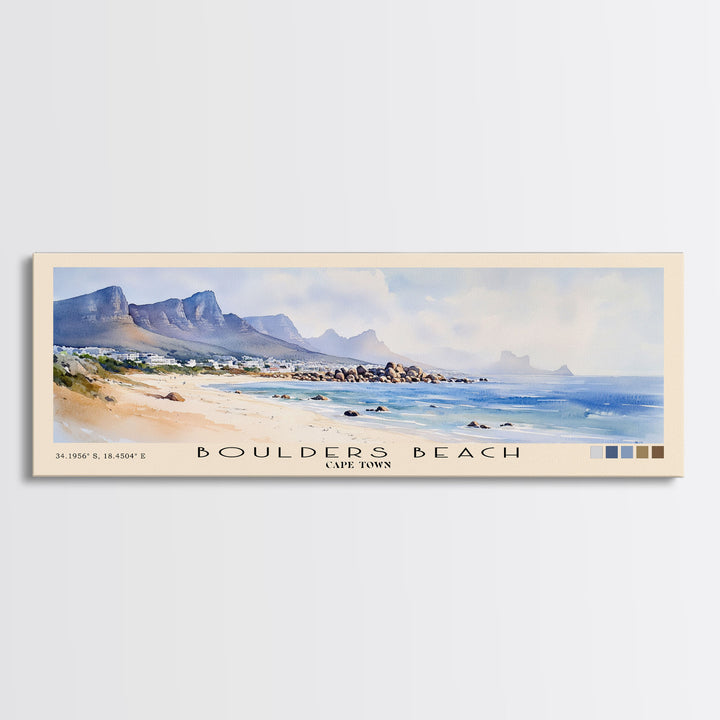 Boulders Beach, Cape Town Watercolor Beach Print, Vacation Gift, Cape Town Wall Art, Beach Painting, Beach Decor, Beach Painting