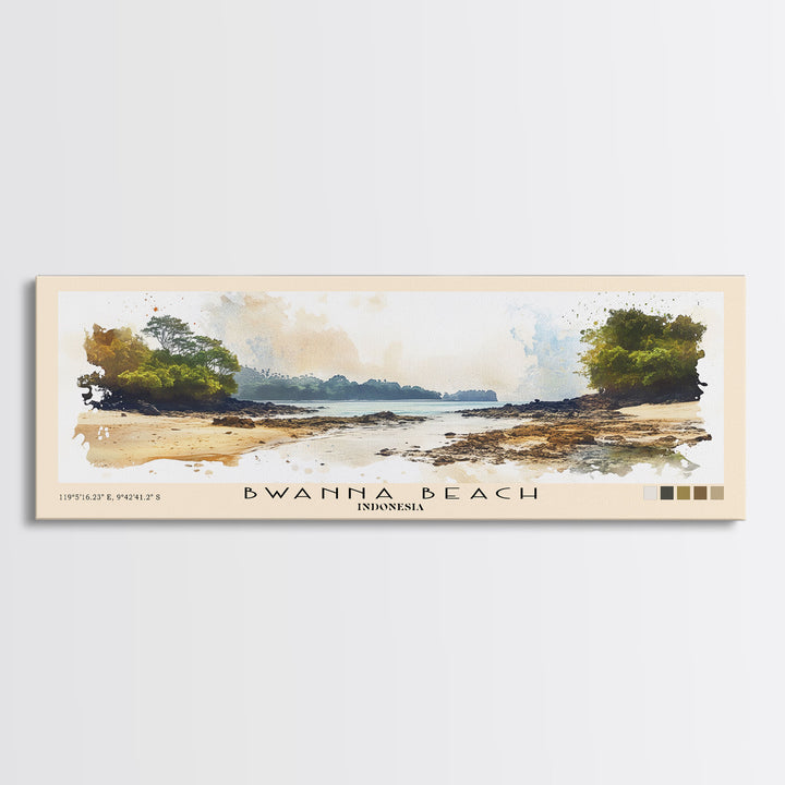 Bwanna Beach, Indonesia Watercolor Print, Vacation Gift, Indonesia Wall Art, Beach Painting, Beach Decor, Beach Or Lakehouse Art
