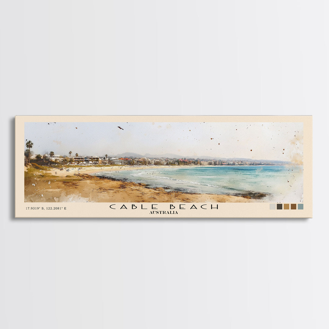 Cable Beach, Australia Watercolor Print, Vacation Gift, Australia Wall Art, Beach Painting, Beach Decor, Beach Or Lakehouse Art