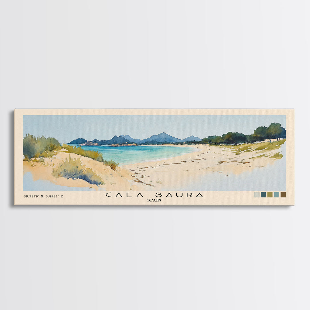 Cala Saura, Spain Watercolor Print, Vacation Gift, Spain Wall Art, Vacation Wall Art, Vacatation Memories, Beach Decor, Beach Or Lakehouse Art