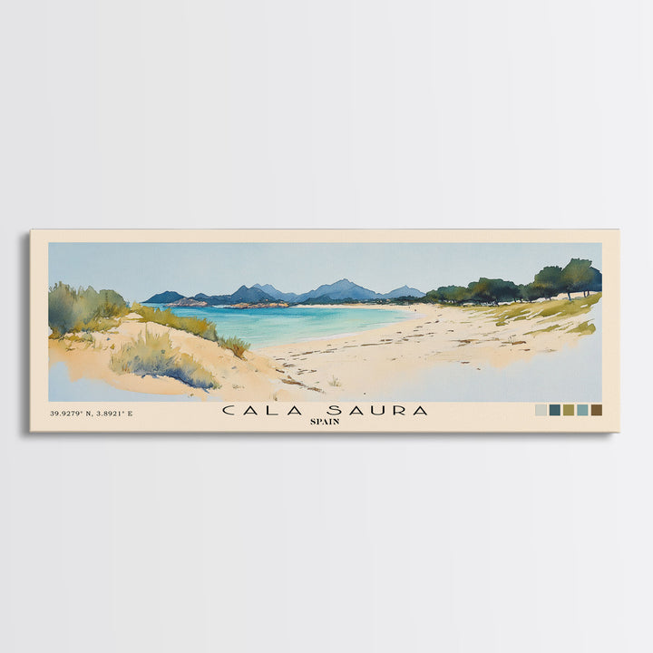 Cala Saura, Spain Watercolor Print, Vacation Gift, Spain Wall Art, Vacation Wall Art, Vacatation Memories, Beach Decor, Beach Or Lakehouse Art