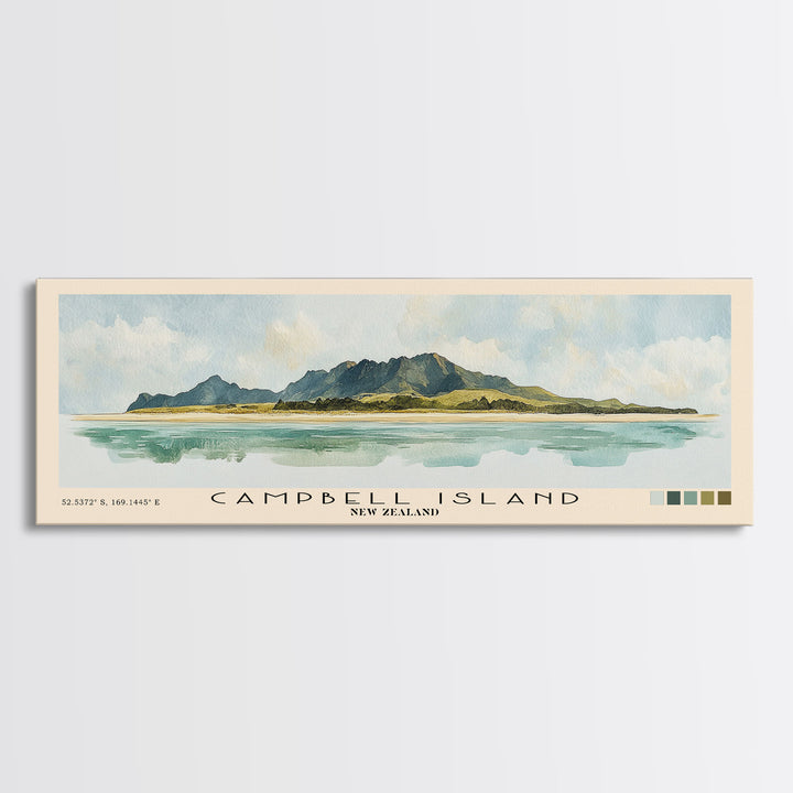Campbell Island, New Zealand Watercolor Print, Vacation Gift, New Zealand Wall Art, Vacation Wall Art, Vacatation Memories, Beach Decor, Beach Or Lakehouse Art