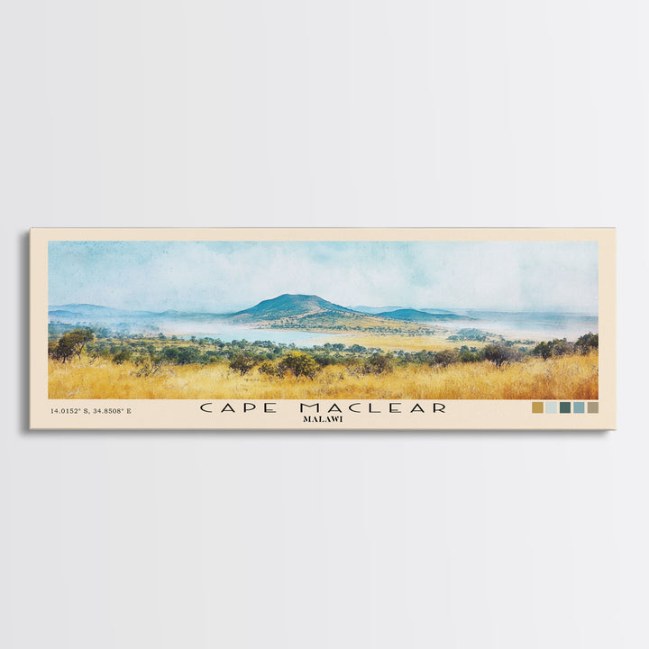 Cape Maclear, Malawi Watercolor Print, Vacation Gift, Malawi Wall Art, Beach Painting, Beach Decor, Large Wall Art, Wood Frame Art