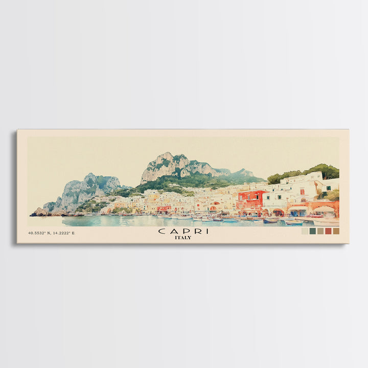 Capri, Italy Watercolor Beach Print, Vacation Gift, Italy Wall Art, Beach Painting, Beach Decor, Beach Painting