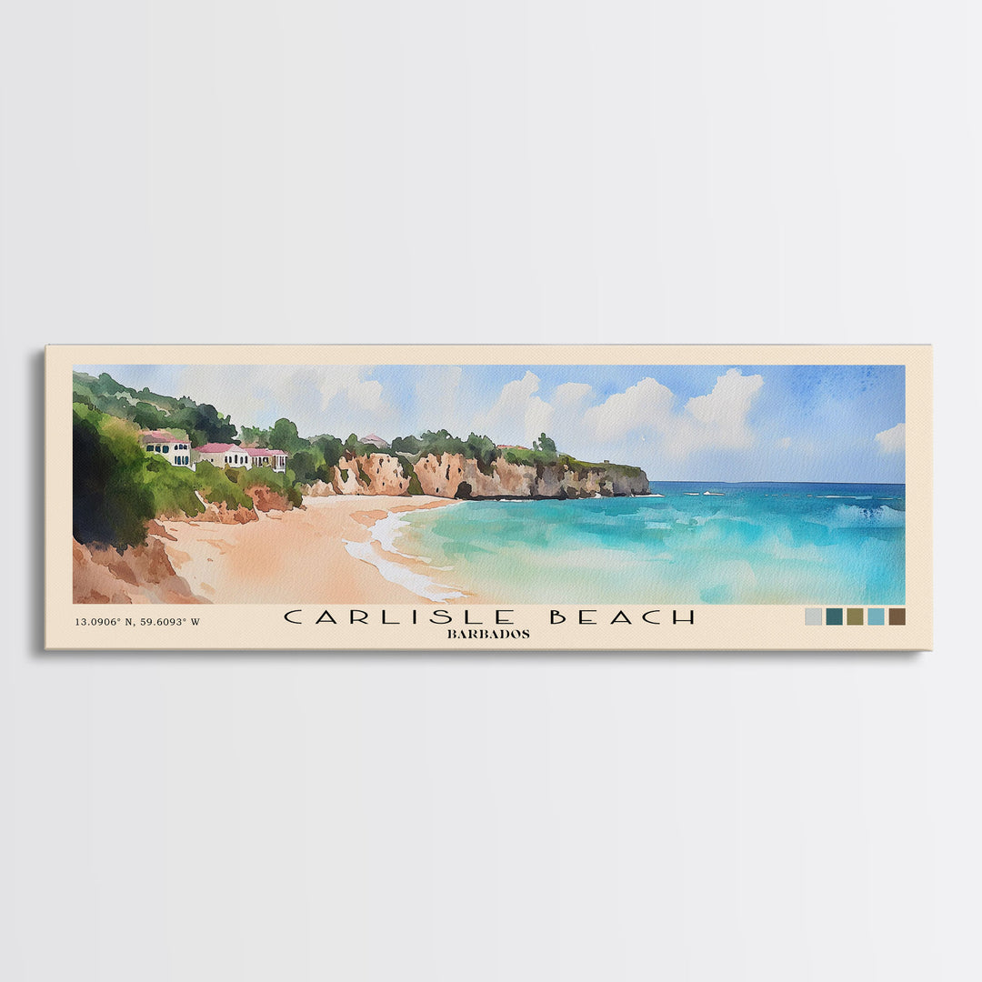 Carlisle Beach, Barbados Watercolor Print, Vacation Gift, Barbados Wall Art, Beach Painting, Beach Decor, Beach Or Lakehouse Art
