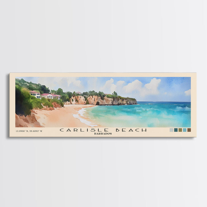 Carlisle Beach, Barbados Watercolor Print, Vacation Gift, Barbados Wall Art, Beach Painting, Beach Decor, Beach Or Lakehouse Art