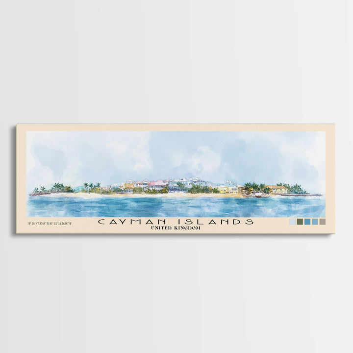 Cayman Islands, United Kingdom Watercolor Beach Print, Vacation Gift, United Kingdom Wall Art, Beach Painting, Beach Decor, Beach Painting