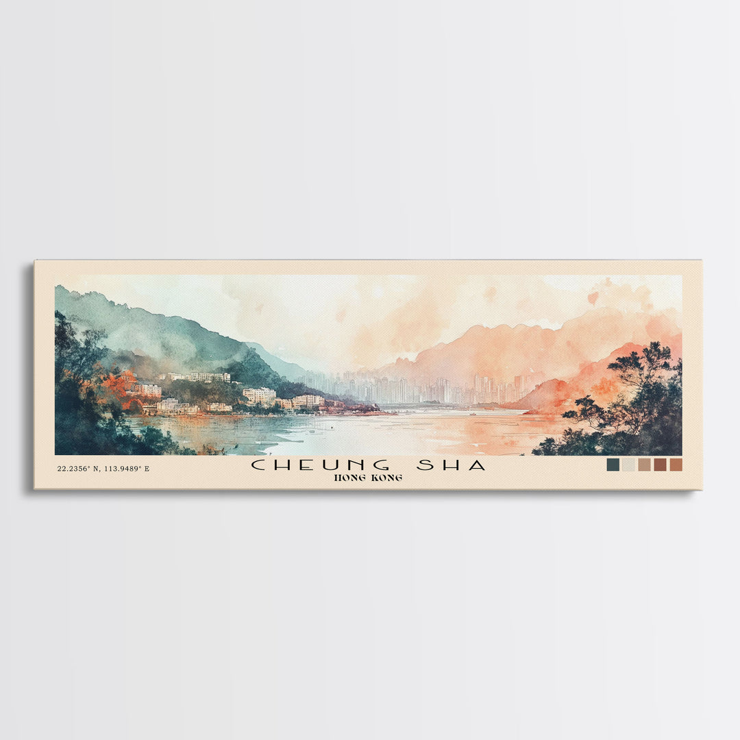 Cheung Sha, Hong Kong Watercolor Print, Vacation Gift, Hong Kong Wall Art, Vacation Wall Art, Vacatation Memories, Beach Decor, Beach Or Lakehouse Art