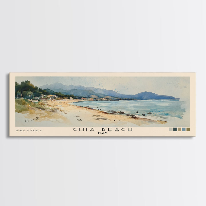 Chia Beach, Italy Watercolor Print, Vacation Gift, Italy Wall Art, Beach Painting, Beach Decor, Beach Or Lakehouse Art