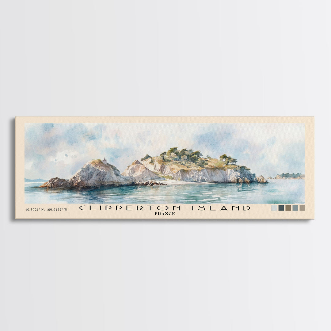 Clipperton Island, France Watercolor Print, Vacation Gift, France Wall Art, Vacation Wall Art, Vacatation Memories, Beach Decor, Beach Or Lakehouse Art