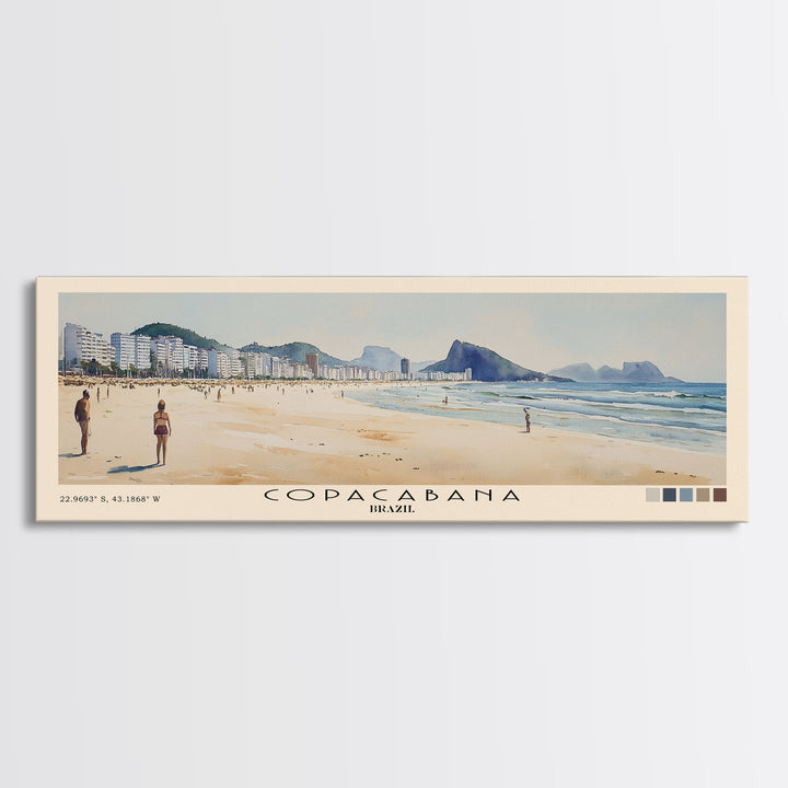 Copacabana, Brazil Watercolor Print, Vacation Gift, Brazil Wall Art, Beach Painting, Beach Decor, Beach Or Lakehouse Art