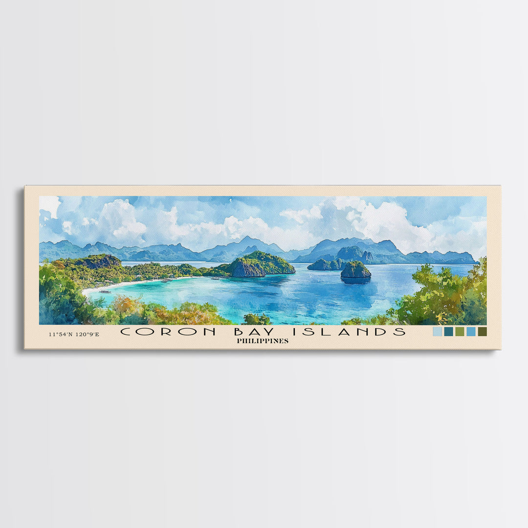 Coron Bay Islands, Philippines Watercolor Print, Vacation Gift, Philippines Wall Art, Beach Painting, Beach Decor, Beach Or Lakehouse Art