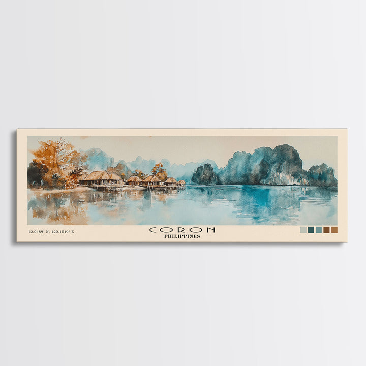 Coron, Philippines Watercolor Print, Vacation Gift, Philippines Wall Art, Vacation Wall Art, Vacatation Memories, Beach Decor, Beach Or Lakehouse Art