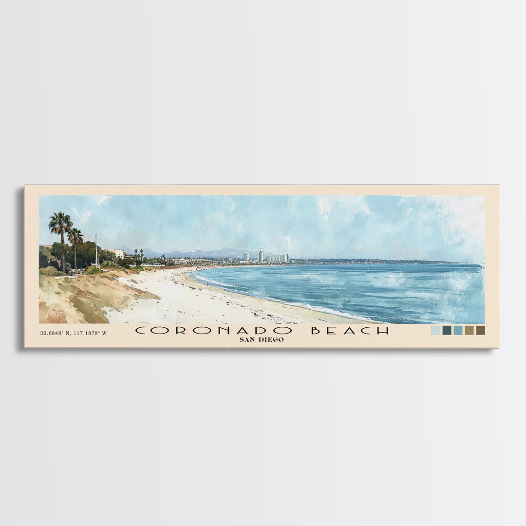 Coronado Beach, San Diego Watercolor Beach Print, Vacation Gift, San Diego Wall Art, Beach Painting, Beach Decor, Beach Painting