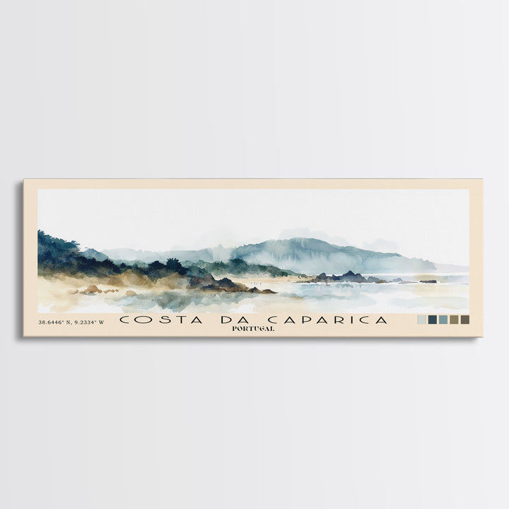 Costa da Caparica, Portugal Watercolor Beach Print, Vacation Gift, Portugal Wall Art, Beach Painting, Beach Decor, Beach Painting