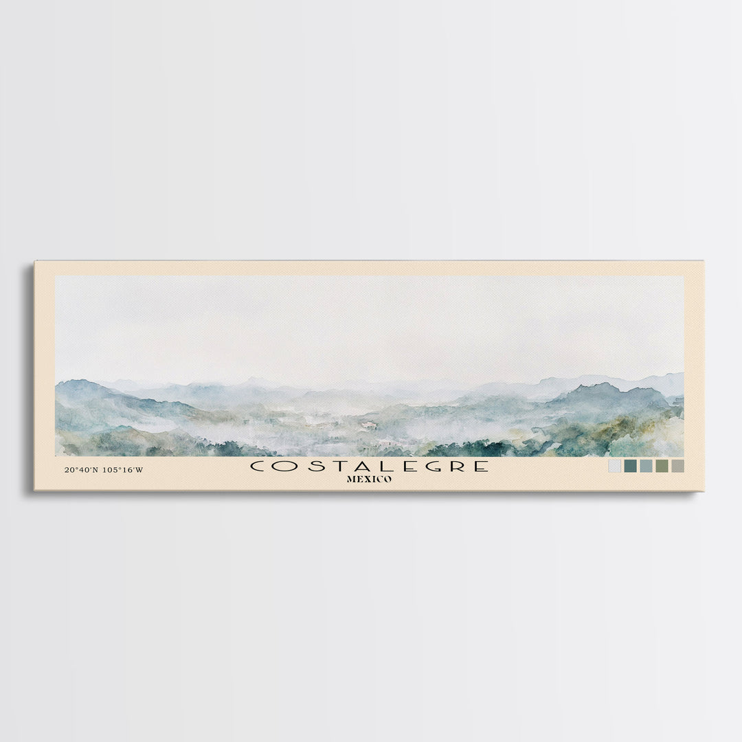 Costalegre, Mexico Watercolor Print, Vacation Gift, Mexico Wall Art, Beach Painting, Beach Decor, Large Wall Art, Wood Frame Art