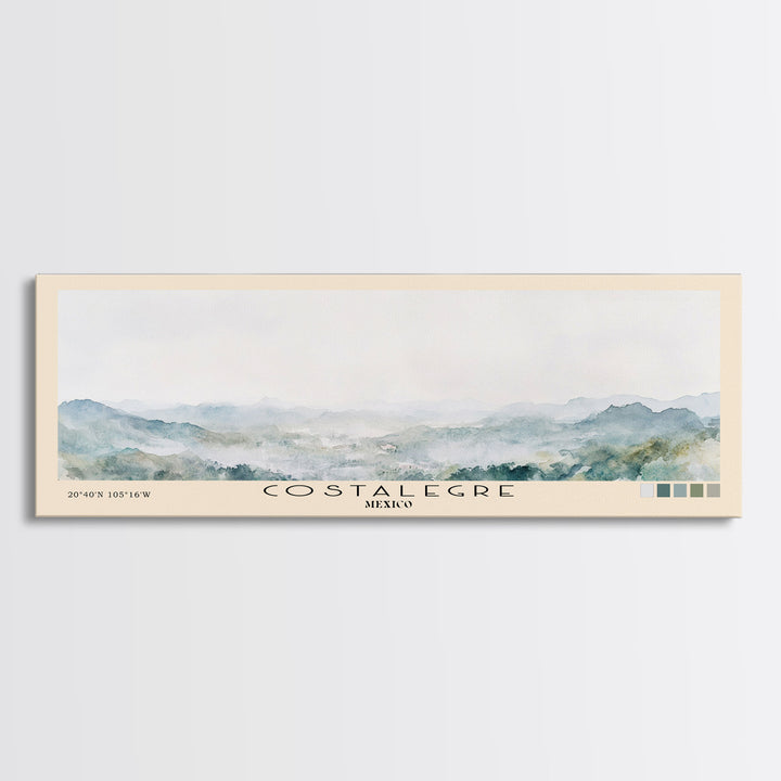 Costalegre, Mexico Watercolor Print, Vacation Gift, Mexico Wall Art, Beach Painting, Beach Decor, Large Wall Art, Wood Frame Art