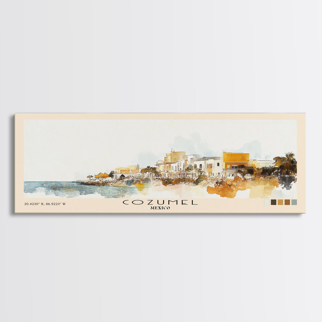 Cozumel, Mexico Watercolor Print, Vacation Gift, Mexico Wall Art, Beach Painting, Beach Decor, Large Wall Art, Wood Frame Art