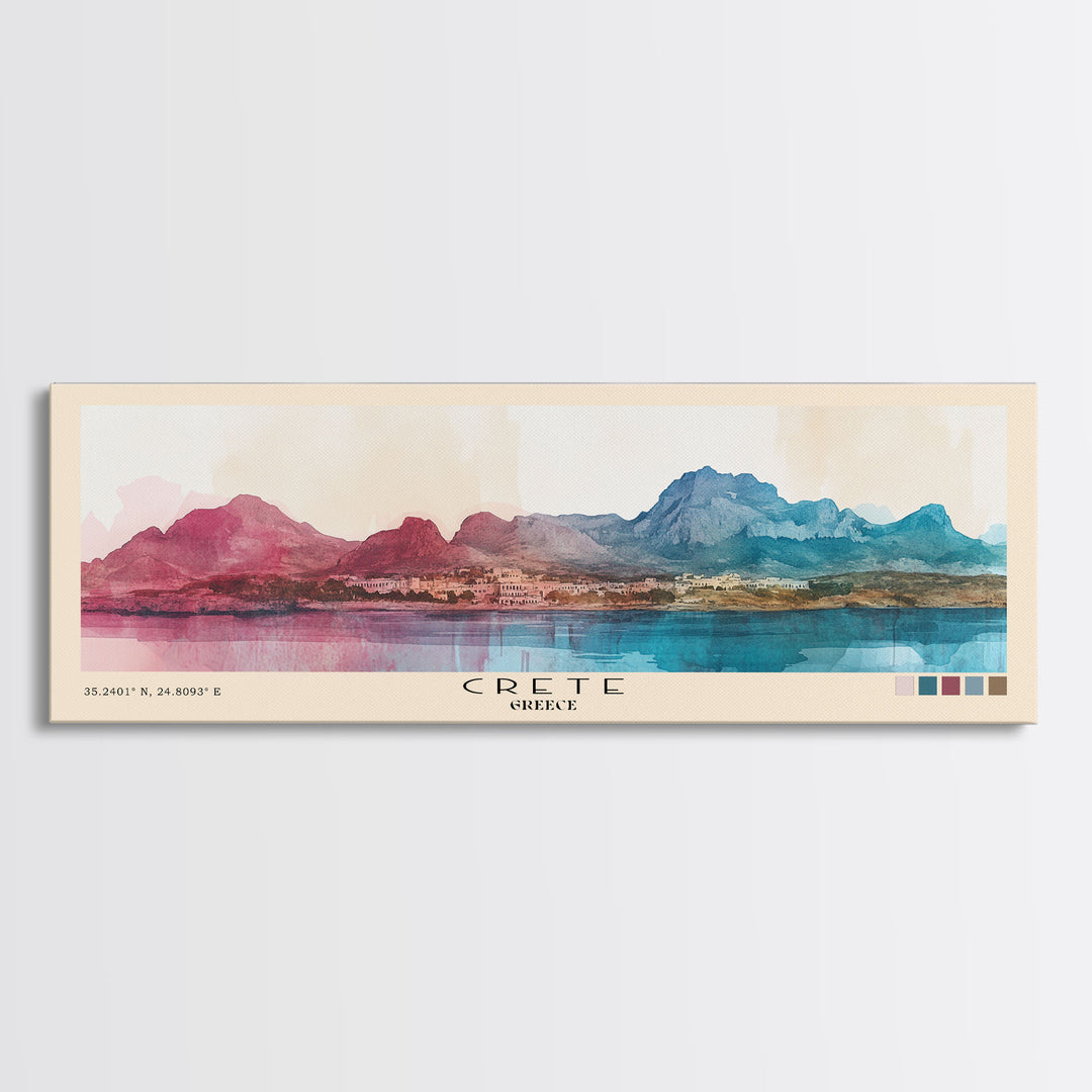 Crete, Greece Watercolor Beach Print, Vacation Gift, Greece Wall Art, Beach Painting, Beach Decor, Beach Painting