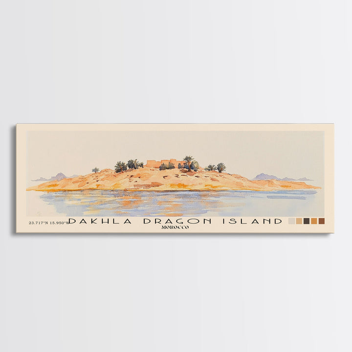 Dakhla dragon island, Morocco Watercolor Beach Print, Vacation Gift, Morocco Wall Art, Beach Painting, Beach Decor, Beach Painting