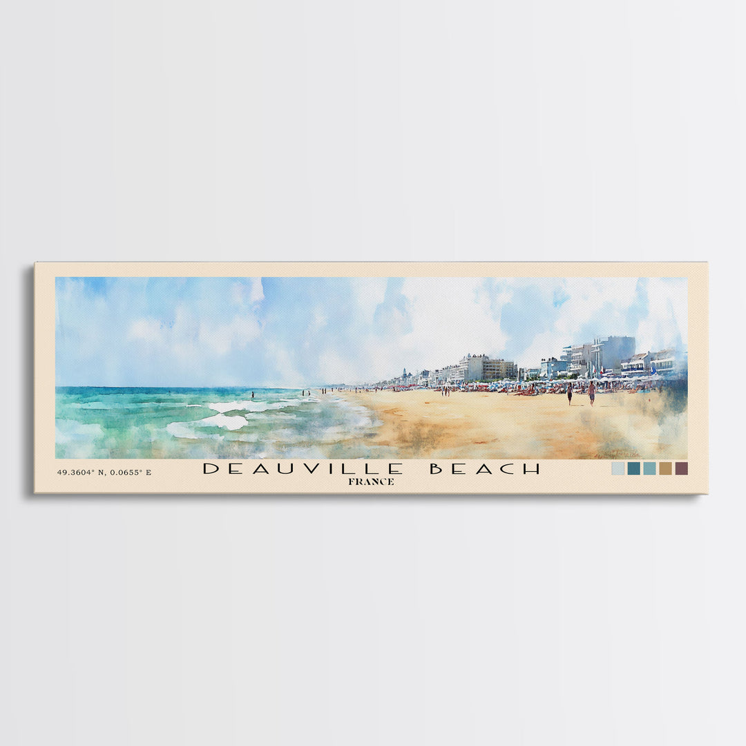 Deauville Beach, France Watercolor Print, Vacation Gift, France Wall Art, Beach Painting, Beach Decor, Beach Or Lakehouse Art