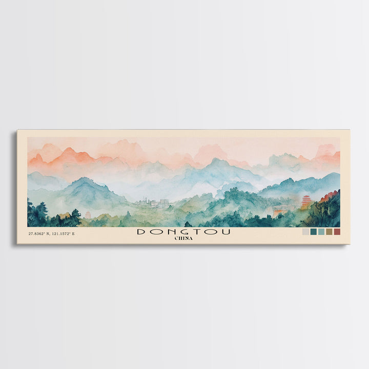 Dongtou, China Watercolor Print, Vacation Gift, China Wall Art, Beach Painting, Beach Decor, Large Wall Art, Wood Frame Art