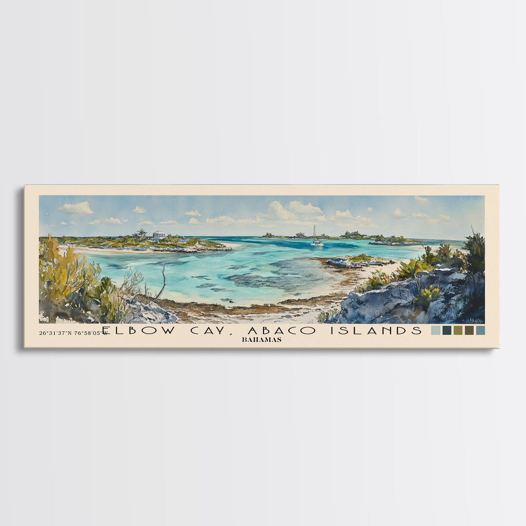Elbow Cay, Abaco Islands, Bahamas Watercolor Beach Print, Vacation Gift, Bahamas Wall Art, Beach Painting, Beach Decor, Beach Painting
