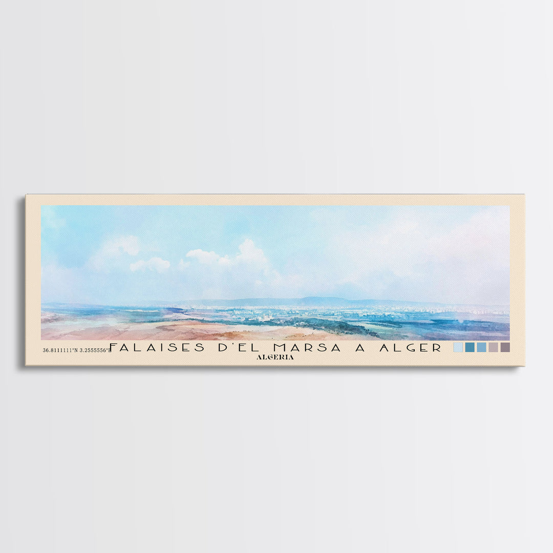 Falaises d’El Marsa a Alger, Algeria Watercolor Print, Vacation Gift, Algeria Wall Art, Beach Painting, Beach Decor, Beach Or Lakehouse Art