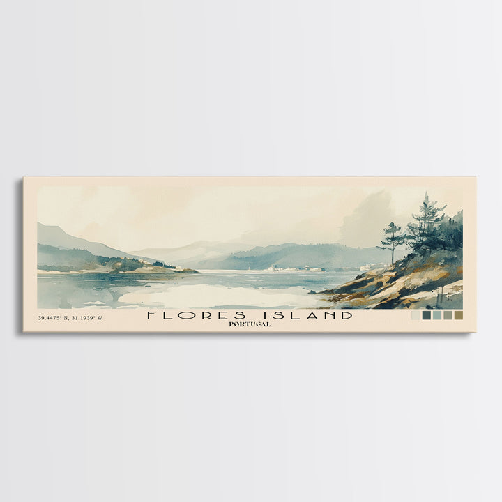 Flores Island, Portugal Watercolor Beach Print, Vacation Gift, Portugal Wall Art, Framed Canvas Print, Framed Beach Painting