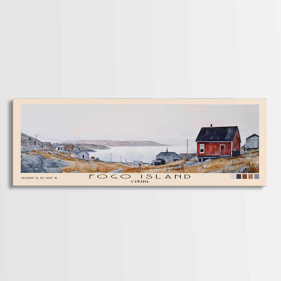 Fogo Island, Canada Watercolor Print, Vacation Gift, Canada Wall Art, Vacation Wall Art, Vacatation Memories, Beach Decor, Beach Or Lakehouse Art