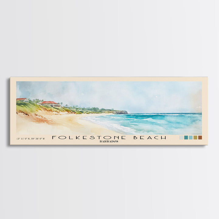 Folkestone Beach, Barbados Watercolor Beach Print, Vacation Gift, Barbados Wall Art, Beach Painting, Beach Decor, Beach Painting