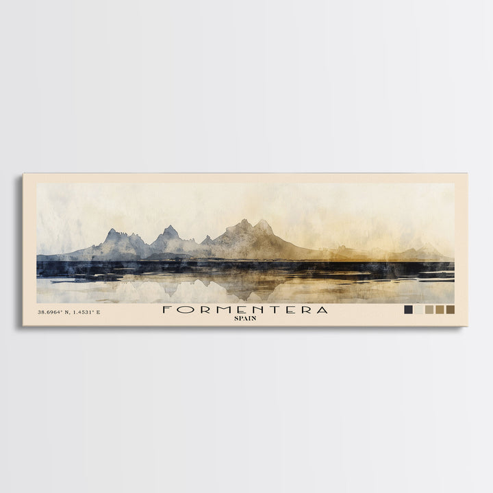 Formentera, Spain Watercolor Print, Vacation Gift, Spain Wall Art, Beach Painting, Beach Decor, Large Wall Art, Wood Frame Art