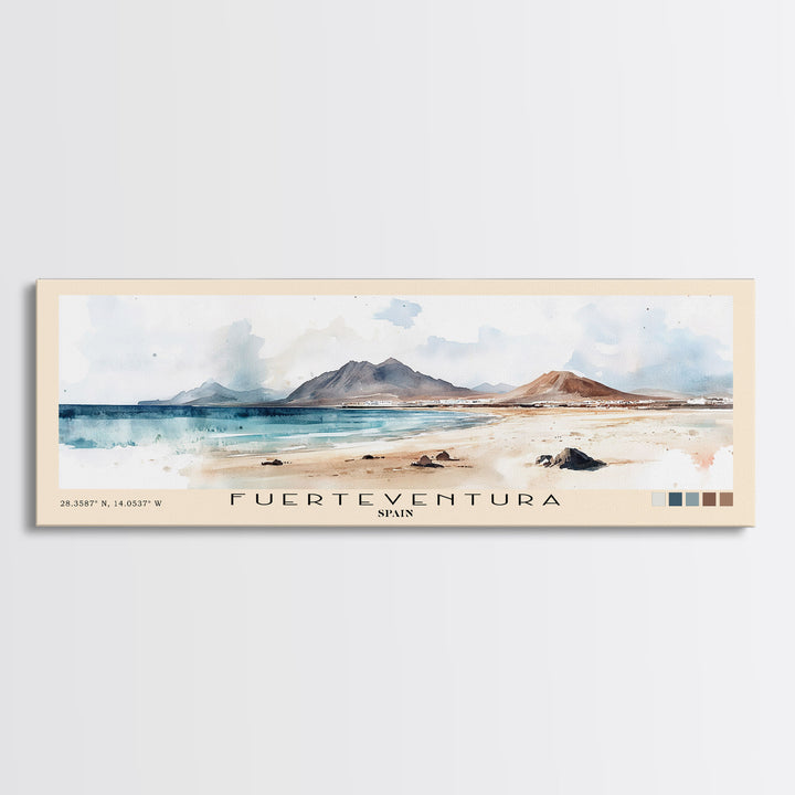 Fuerteventura, Spain Watercolor Print, Vacation Gift, Spain Wall Art, Beach Painting, Beach Decor, Beach Or Lakehouse Art