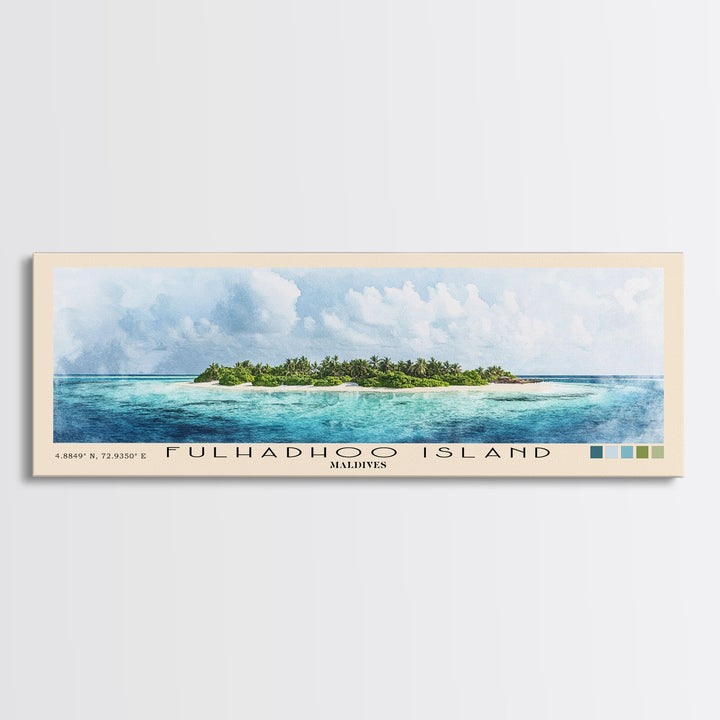 Fulhadhoo Island, Maldives Watercolor Beach Print, Vacation Gift, Maldives Wall Art, Beach Painting, Beach Decor, Beach Painting