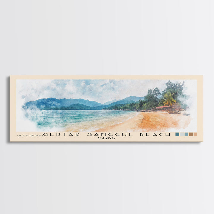Gertak Sanggul Beach, Malasyia Watercolor Print, Vacation Gift, Malasyia Wall Art, Beach Painting, Beach Decor, Beach Or Lakehouse Art