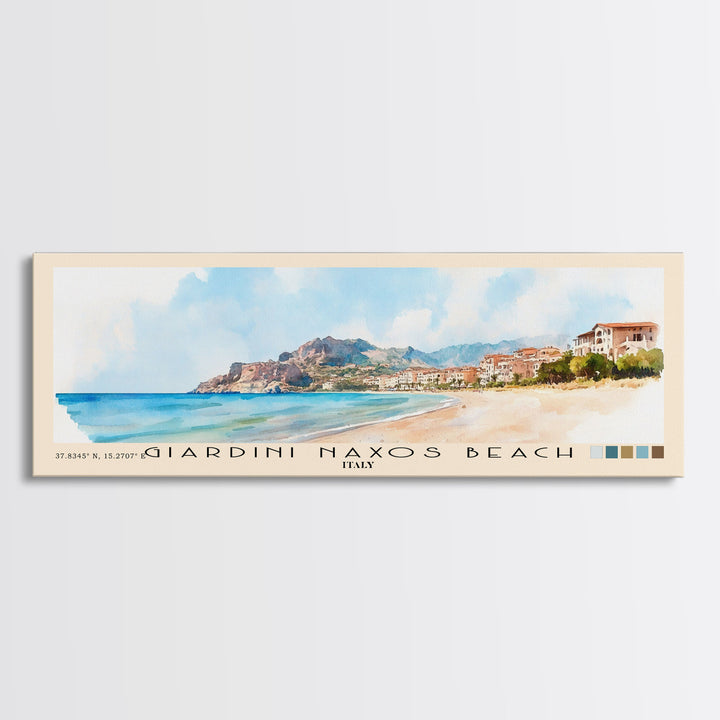 Giardini naxos beach, Italy Watercolor Beach Print, Vacation Gift, Italy Wall Art, Beach Painting, Beach Decor, Beach Painting
