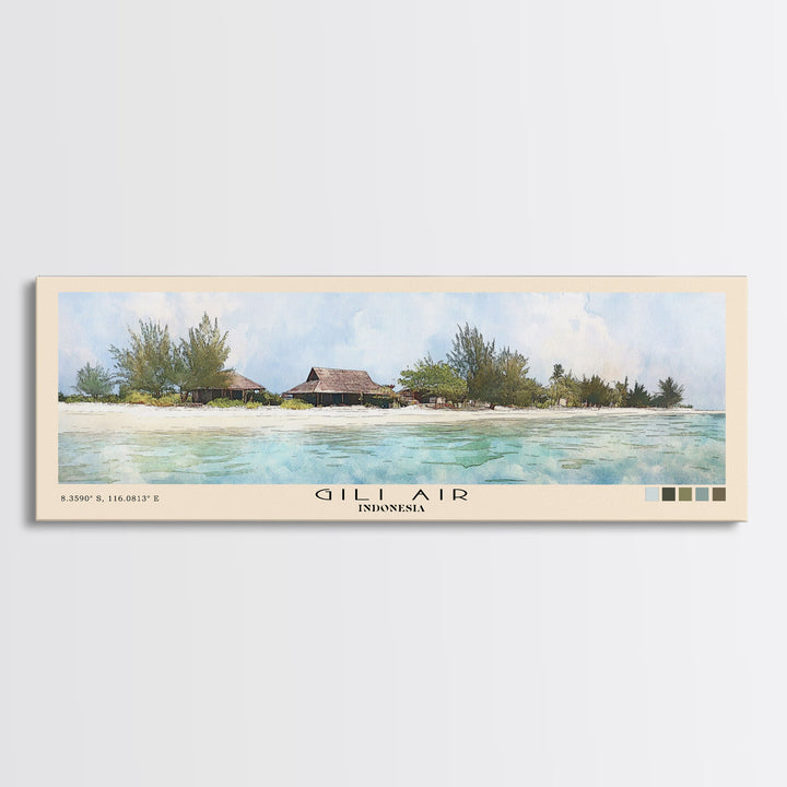Gili Air, Indonesia Watercolor Print, Vacation Gift, Indonesia Wall Art, Vacation Wall Art, Vacatation Memories, Beach Decor, Beach Or Lakehouse Art