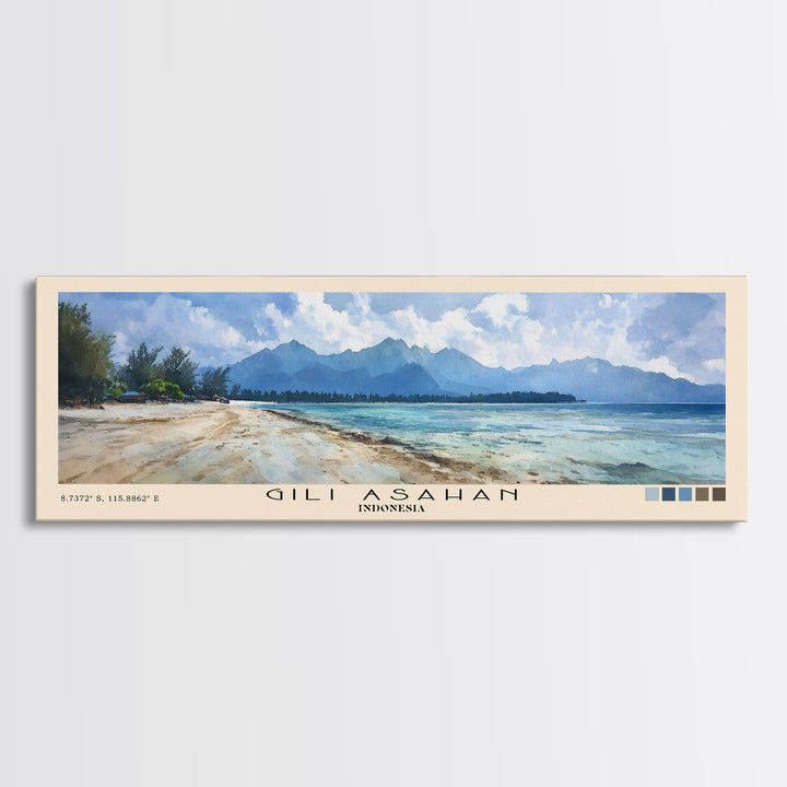 Gili Asahan, Indonesia Watercolor Print, Vacation Gift, Indonesia Wall Art, Beach Painting, Beach Decor, Beach Or Lakehouse Art