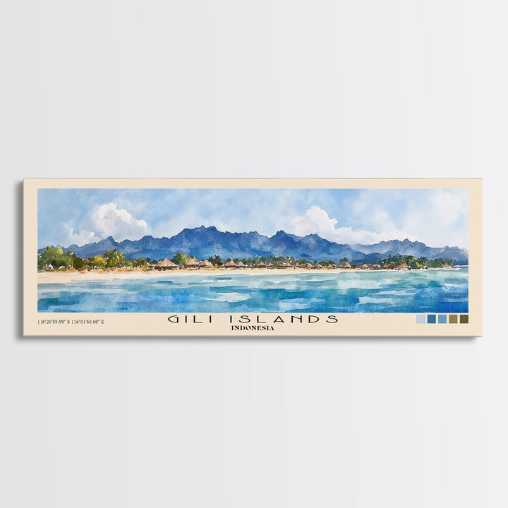 Gili Islands, Indonesia Watercolor Beach Print, Vacation Gift, Indonesia Wall Art, Beach Painting, Beach Decor, Beach Painting