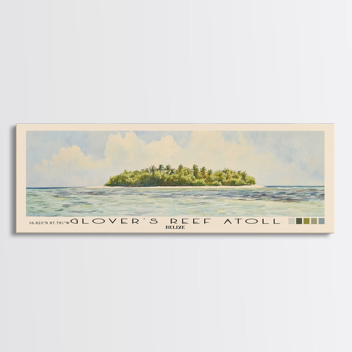 Glover’s Reef Atoll, Belize Watercolor Beach Print, Vacation Gift, Belize Wall Art, Beach Painting, Beach Decor, Beach Painting