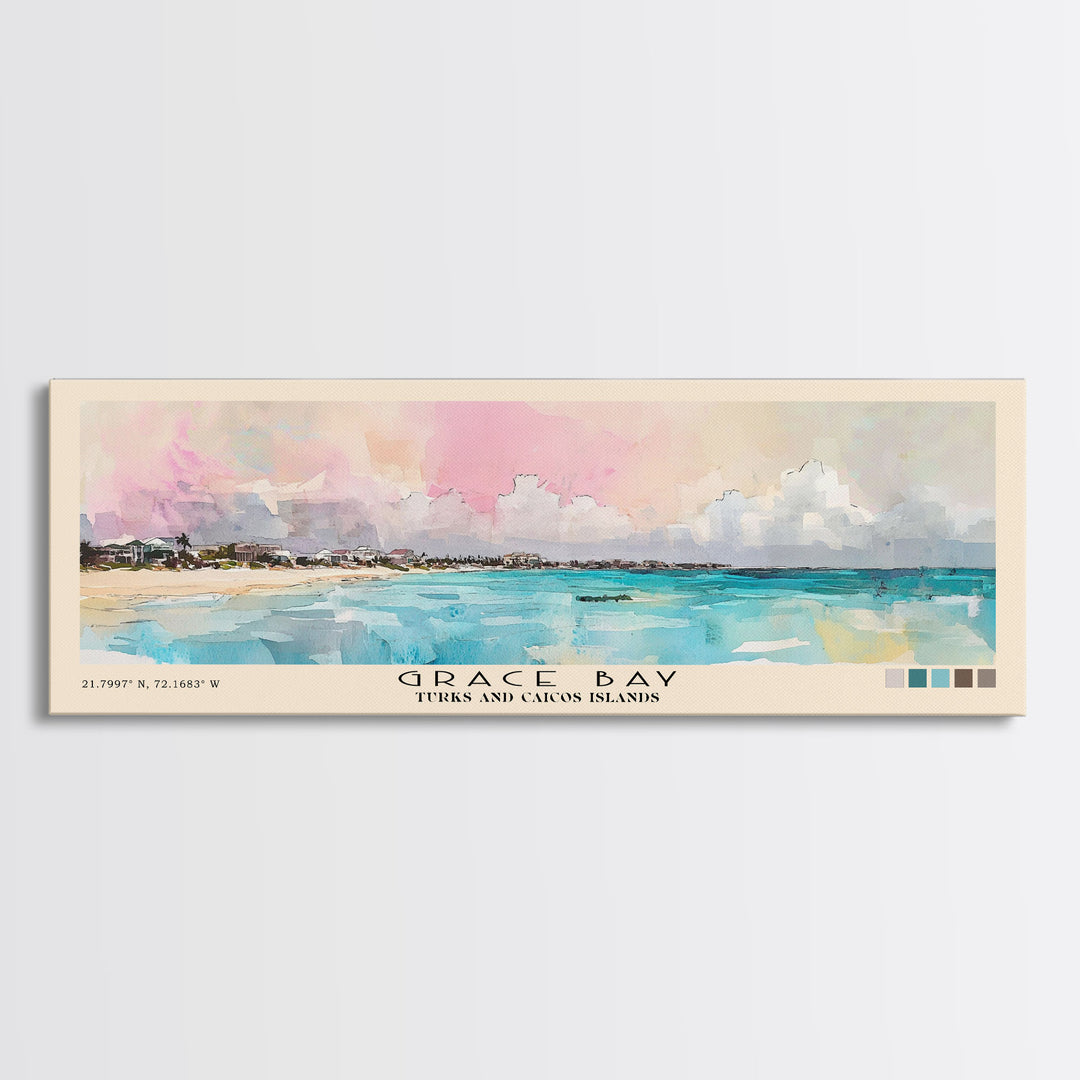 Grace Bay, Turks and Caicos Islands Watercolor Print, Vacation Gift, Turks and Caicos Islands Wall Art, Vacation Wall Art, Vacatation Memories, Beach Decor, Beach Or Lakehouse Art