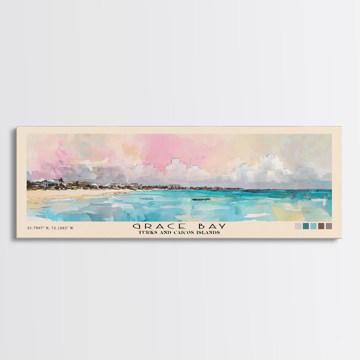 Grace Bay, Turks and Caicos Islands Watercolor Print, Vacation Gift, Turks and Caicos Islands Wall Art, Vacation Wall Art, Vacatation Memories, Beach Decor, Beach Or Lakehouse Art