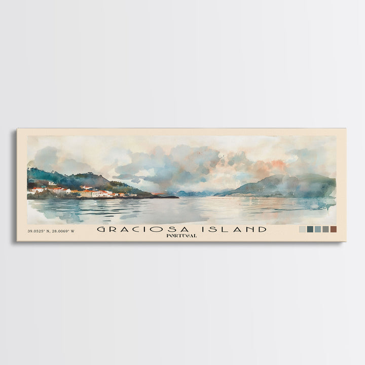 Graciosa Island, Portugal Watercolor Print, Vacation Gift, Portugal Wall Art, Beach Painting, Beach Decor, Beach Or Lakehouse Art
