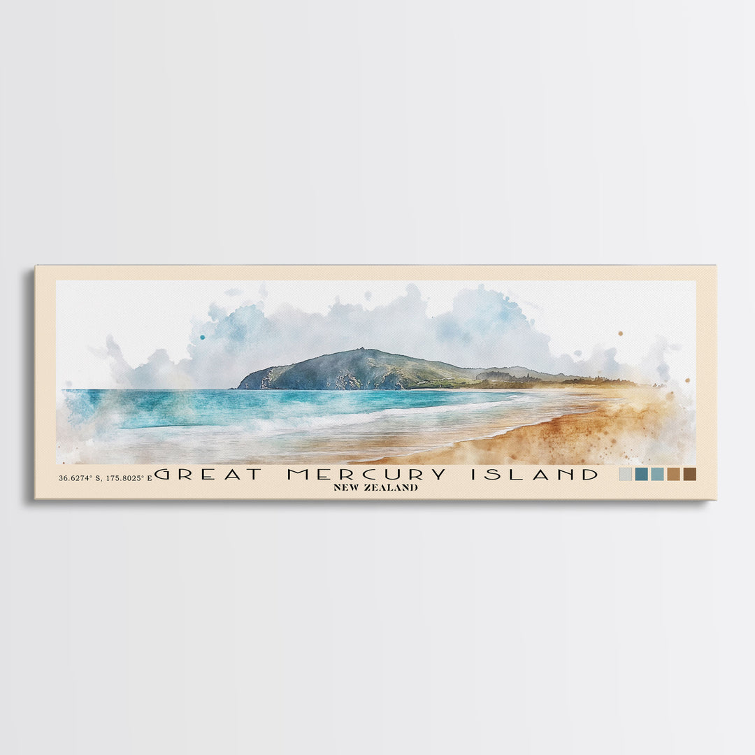 Great Mercury Island, New Zealand Watercolor Print, Vacation Gift, New Zealand Wall Art, Vacation Wall Art, Vacatation Memories, Beach Decor, Beach Or Lakehouse Art
