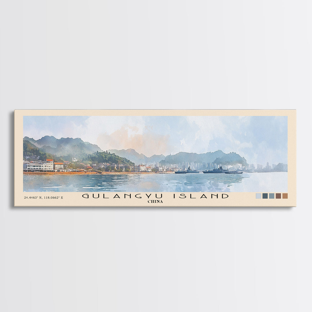 Gulangyu Island, China Watercolor Beach Print, Vacation Gift, China Wall Art, Beach Painting, Beach Decor, Beach Painting