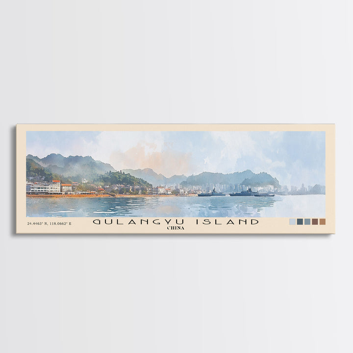 Gulangyu Island, China Watercolor Beach Print, Vacation Gift, China Wall Art, Beach Painting, Beach Decor, Beach Painting