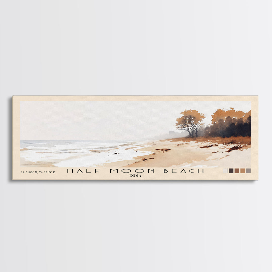 Half Moon Beach, India Watercolor Print, Vacation Gift, India Wall Art, Beach Painting, Beach Decor, Beach Or Lakehouse Art