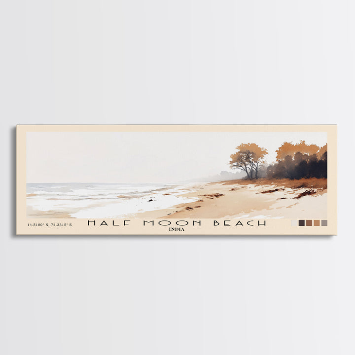 Half Moon Beach, India Watercolor Print, Vacation Gift, India Wall Art, Beach Painting, Beach Decor, Beach Or Lakehouse Art